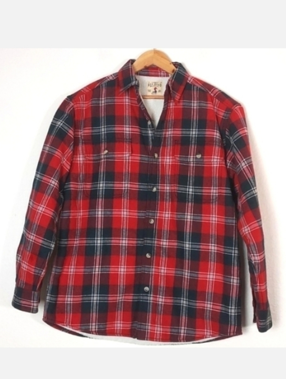 BASS PRO Men's Jacket Redhead Plaid Sherpa Lined Red Size Medium